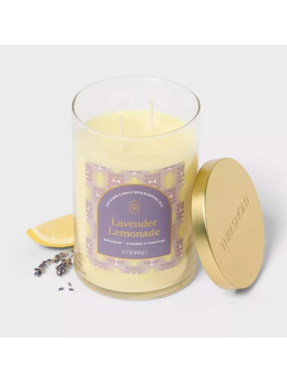 Lavender Lemonade Geranium Sugared Clementine Soy Blend Candle - 21.5 Oz Glass J